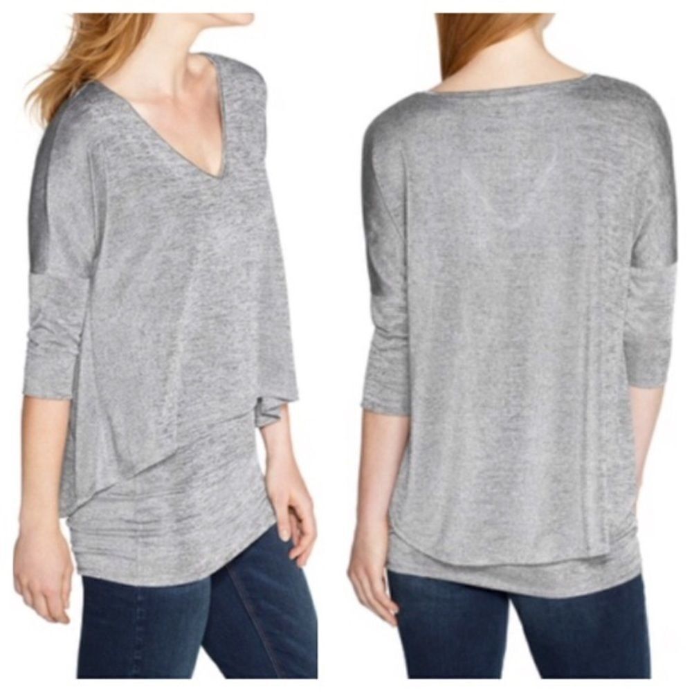 👚 White House Black Market Silver Gray Tunic - Size Small - NWT - 3/4 Sleeves